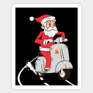 Santa Riding Scooter Magnet